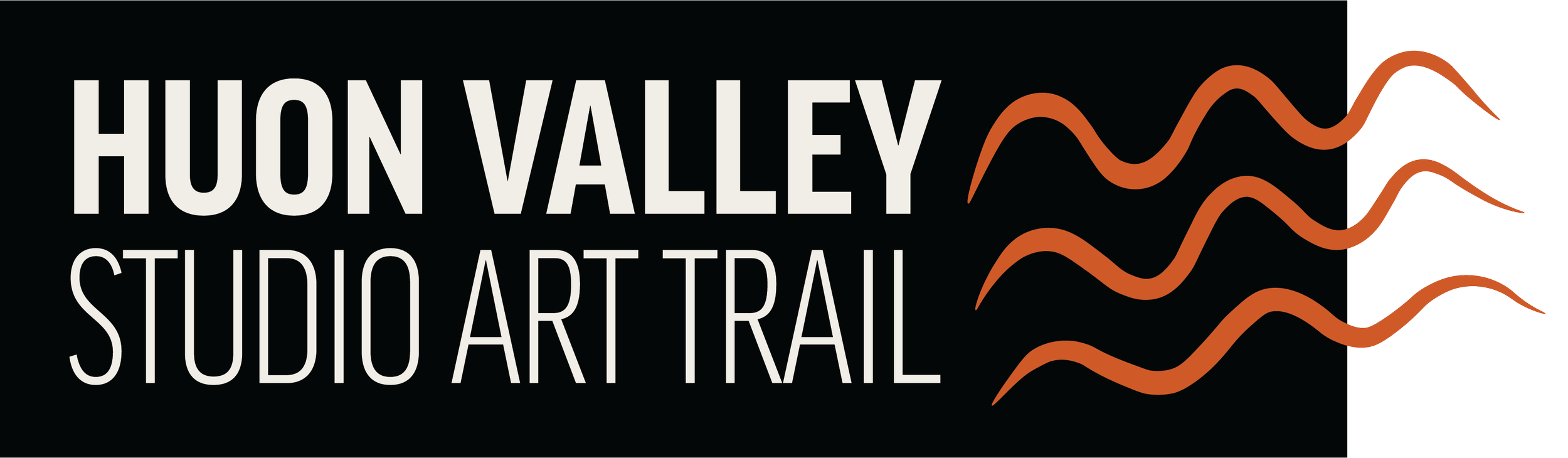 Houn Valley Studio Art Trail logo with stylized orange wave lines on a black background.