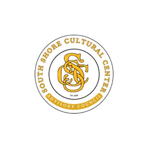 Logo of the South Shore Cultural Center Advisory Council, featuring intertwined yellow letters S, S, C, and C, with the organization's name encircling the design.