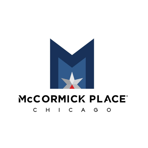 Logo for McCormick Place in Chicago featuring a stylized 'M' with a star inside.