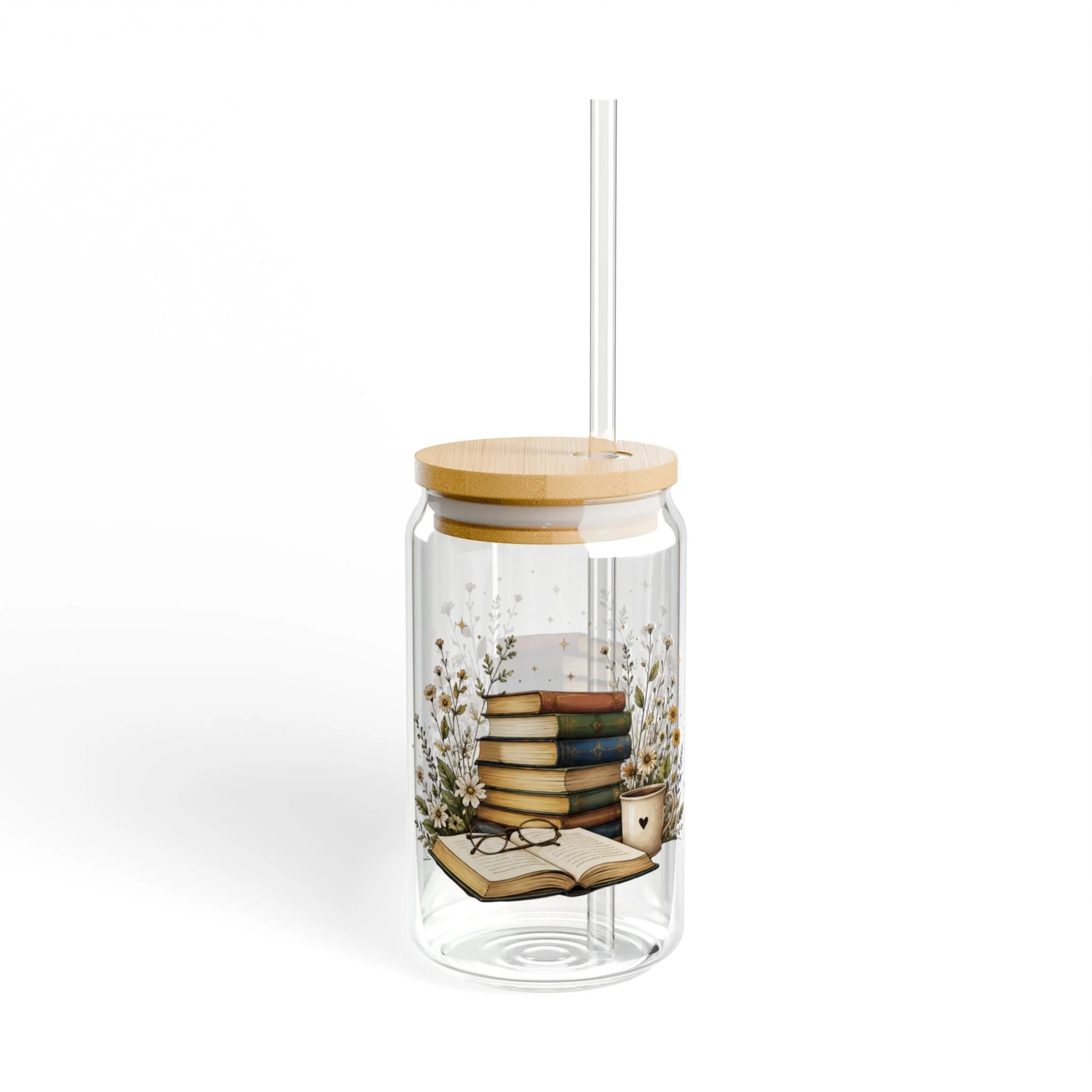 Booked & Caffeinated | 16oz Travel Glass Cup