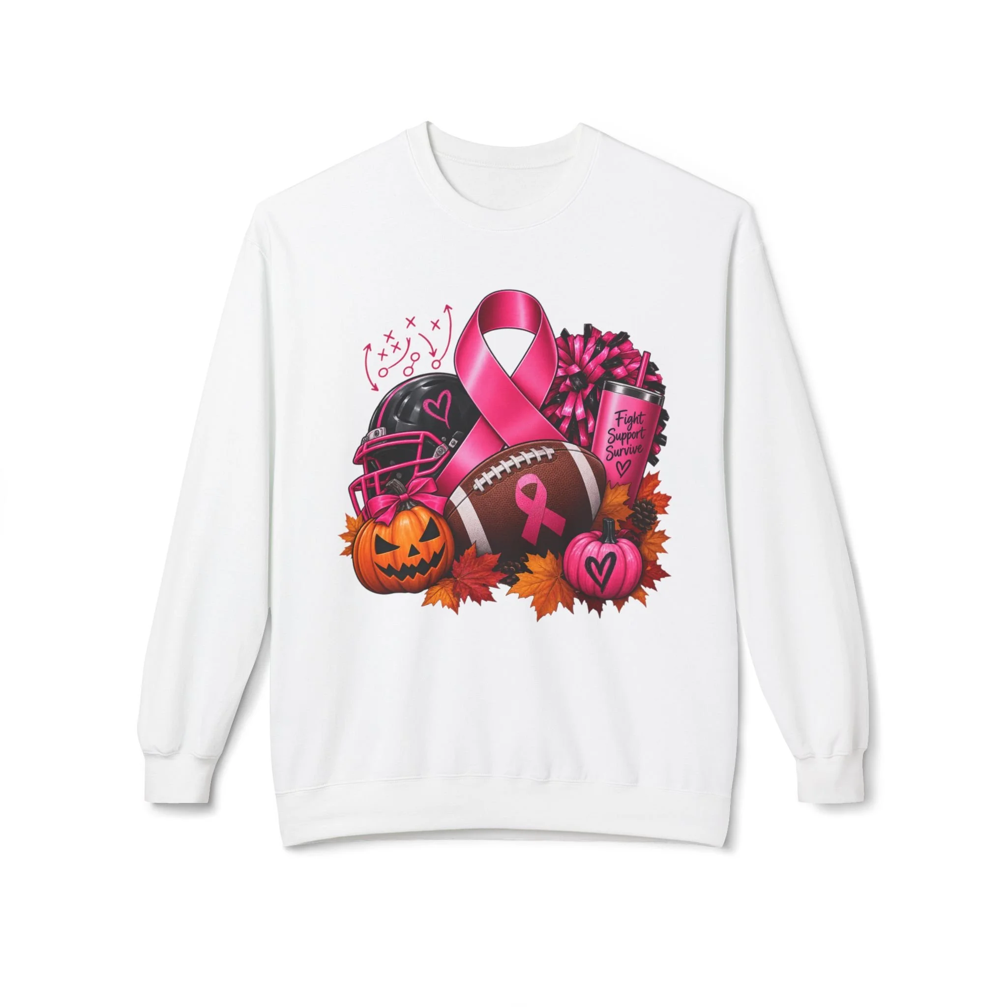Pink, Pigskin & Pumpkins | Breast Cancer Awareness Halloween Football Sweatshirt