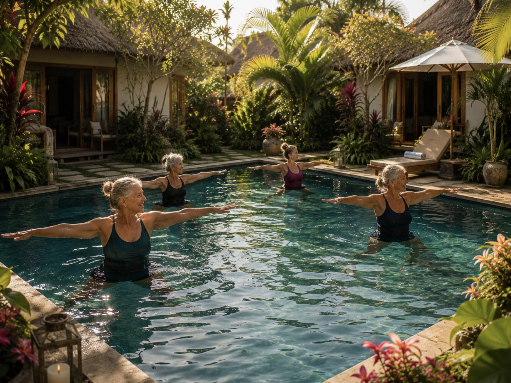 Diving in to aqua yoga.  