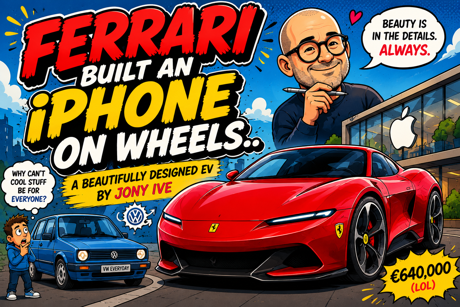 Ferrari built an iPhone on wheels - A beautifully designed EV by Jony Ive