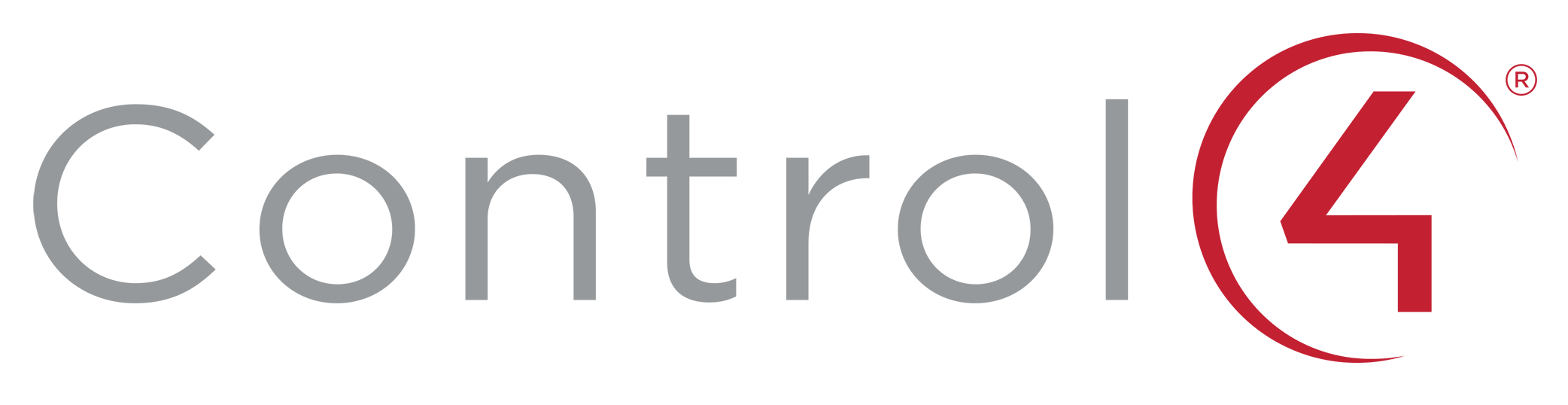 Control4 logo with gray text and a red clock icon
