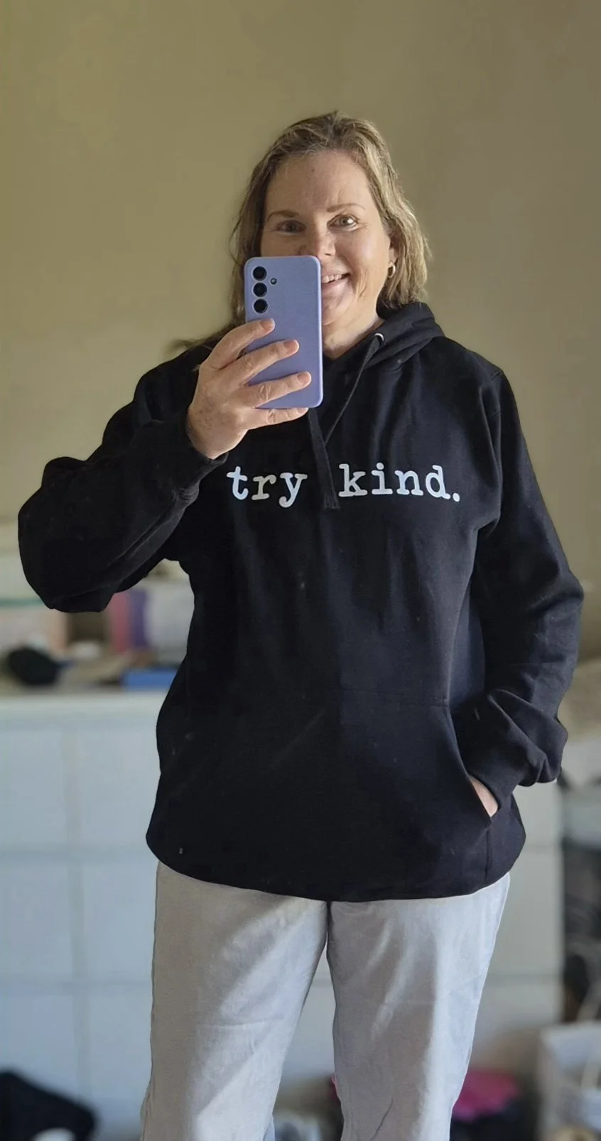 'try kind.' fleece hoodie