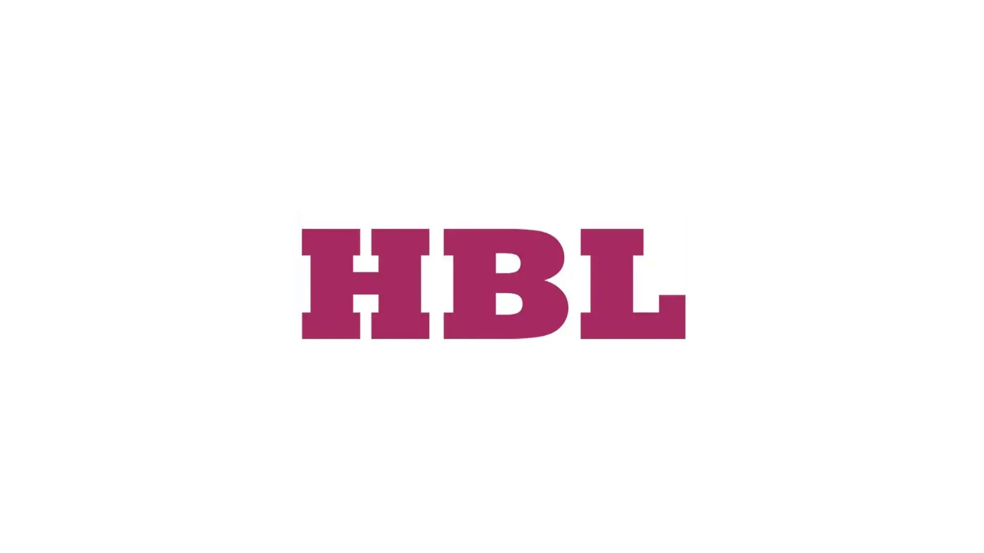 HBL logo in bold purple letters on a white background