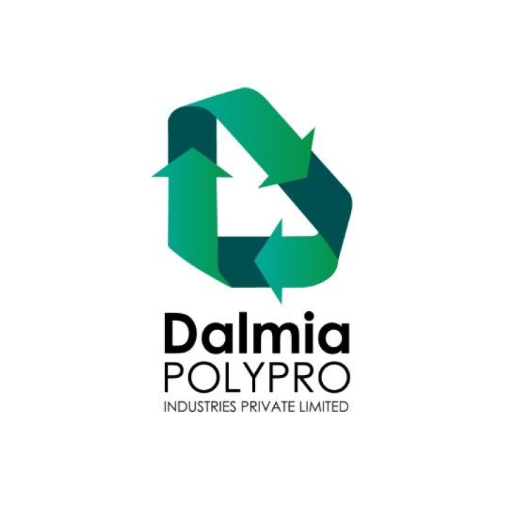Logo with a green recycling symbol above the text 'Dalmia POLYPRO Industries Private Limited'.
