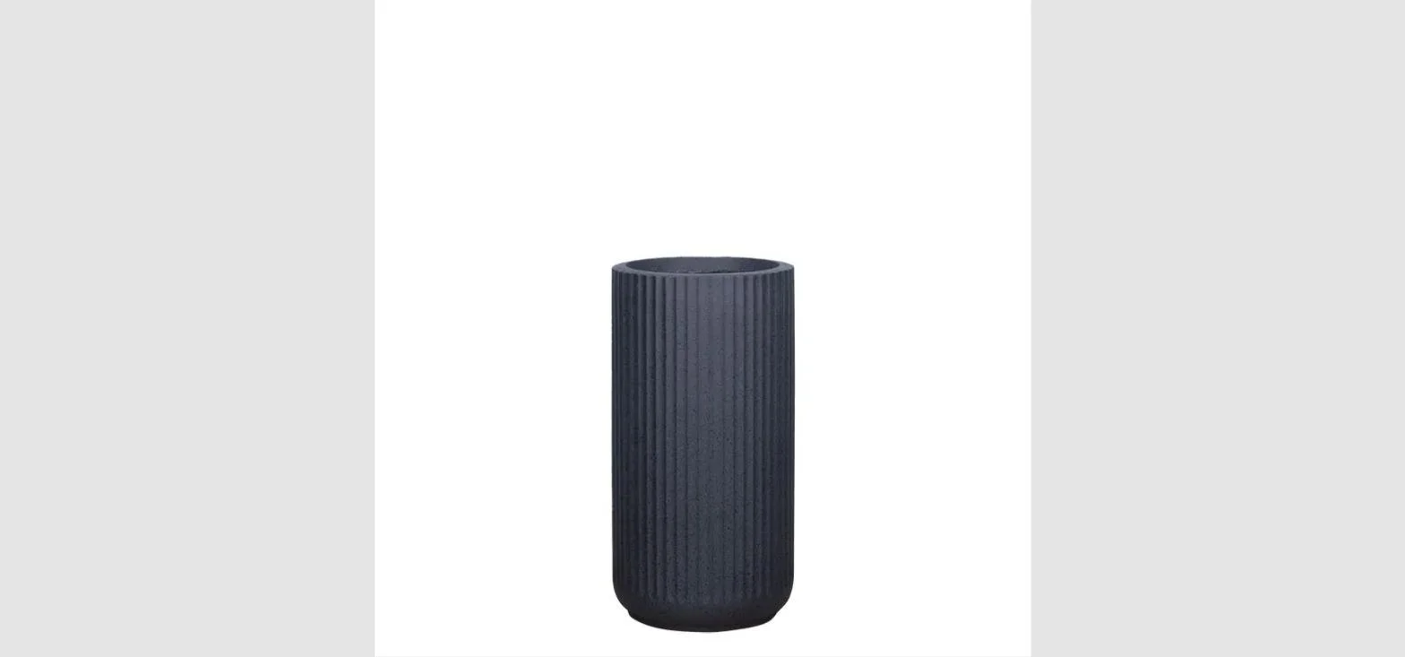 Fiberclay saksija stub granit crna S
