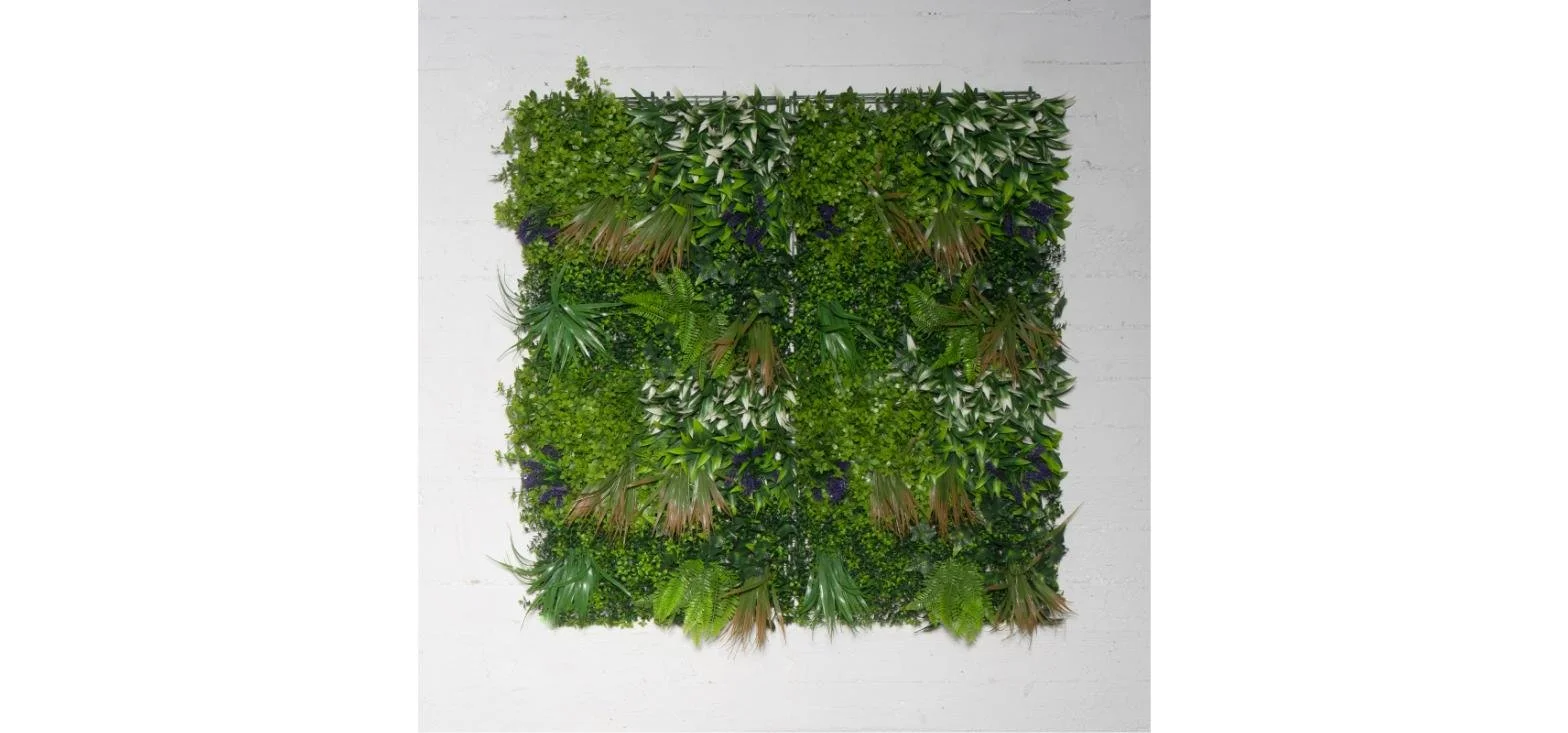 Zeleni zid - paprat mix sa ljubičastim cvetom 100x100cm