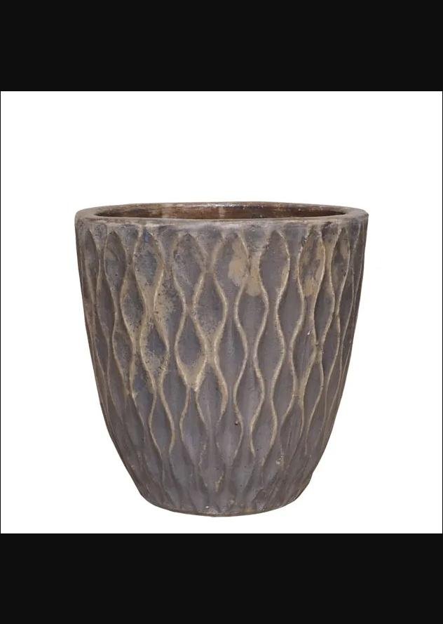 Okrugla fiberclay vaza-saksija antik zlatna M