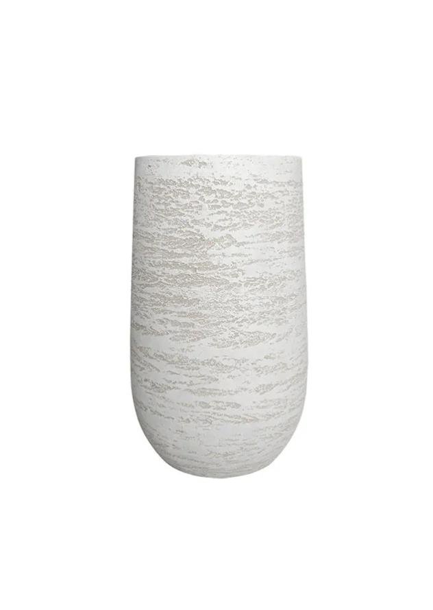 Visoka okrugla fiberclay saksija krem-bela L