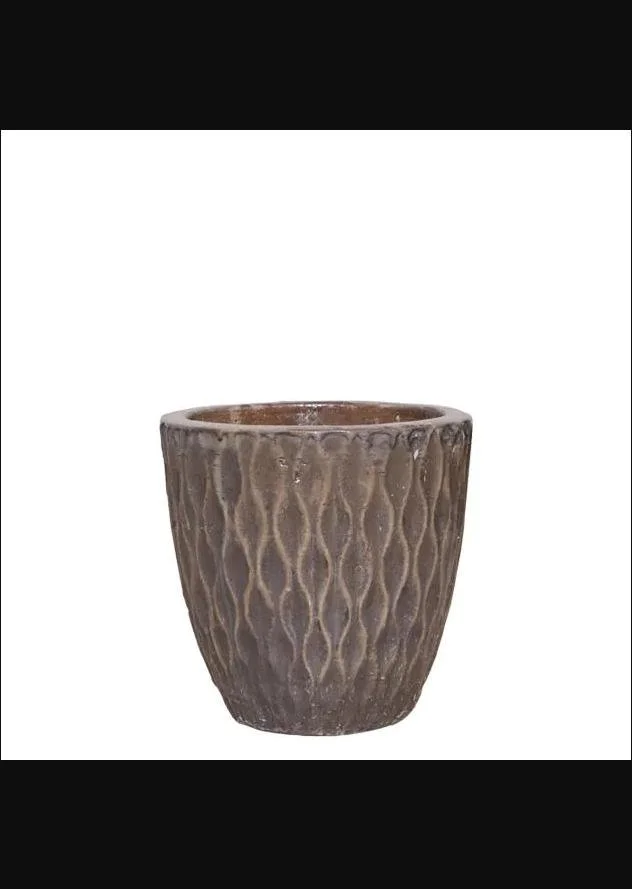 Okrugla fiberclay vaza-saksija antik zlatna S