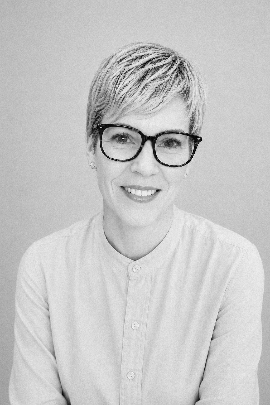 Headshot of Jenni Tristram in black and white