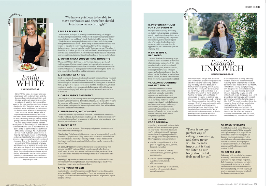M2woman Nov/Dec '17 - Health Club Q&amp;A with Emily and Danijela 