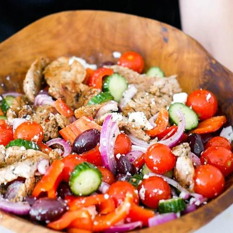 Grilled Pork &amp; Greek Salad