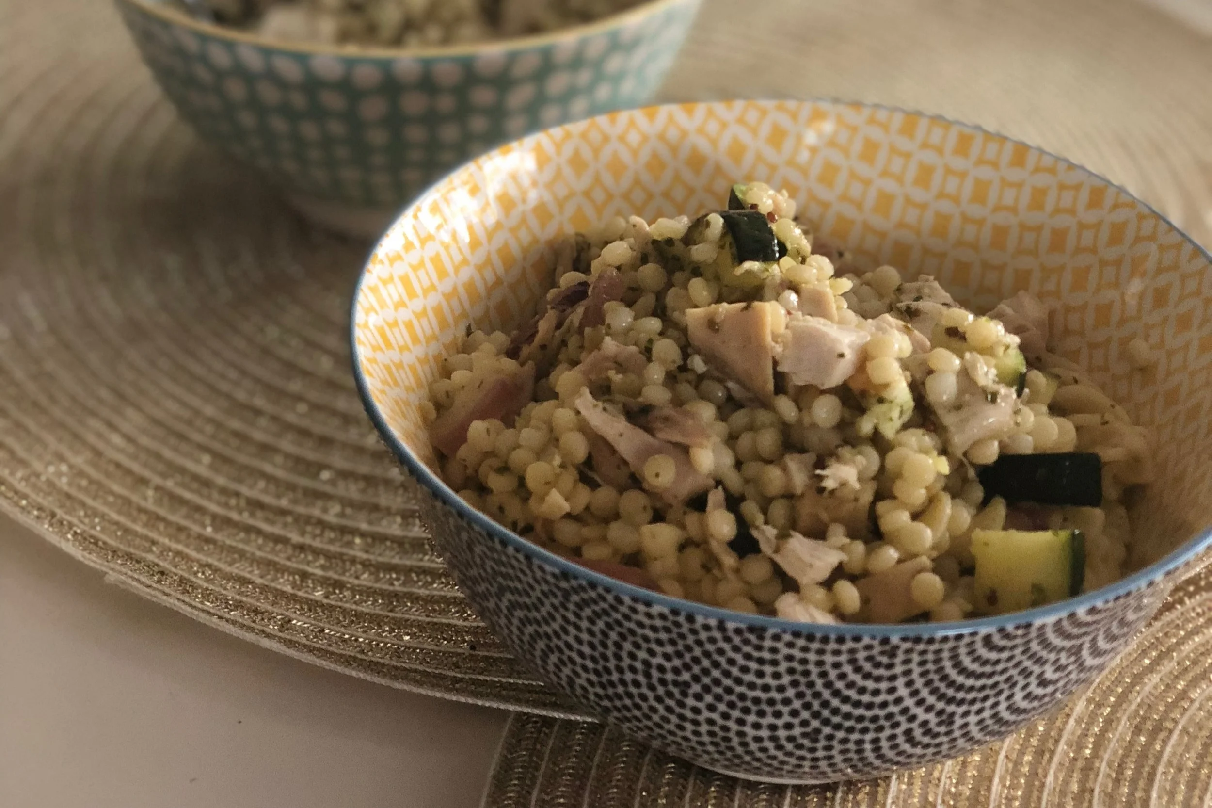 Israeli Couscous with Chicken and Pesto