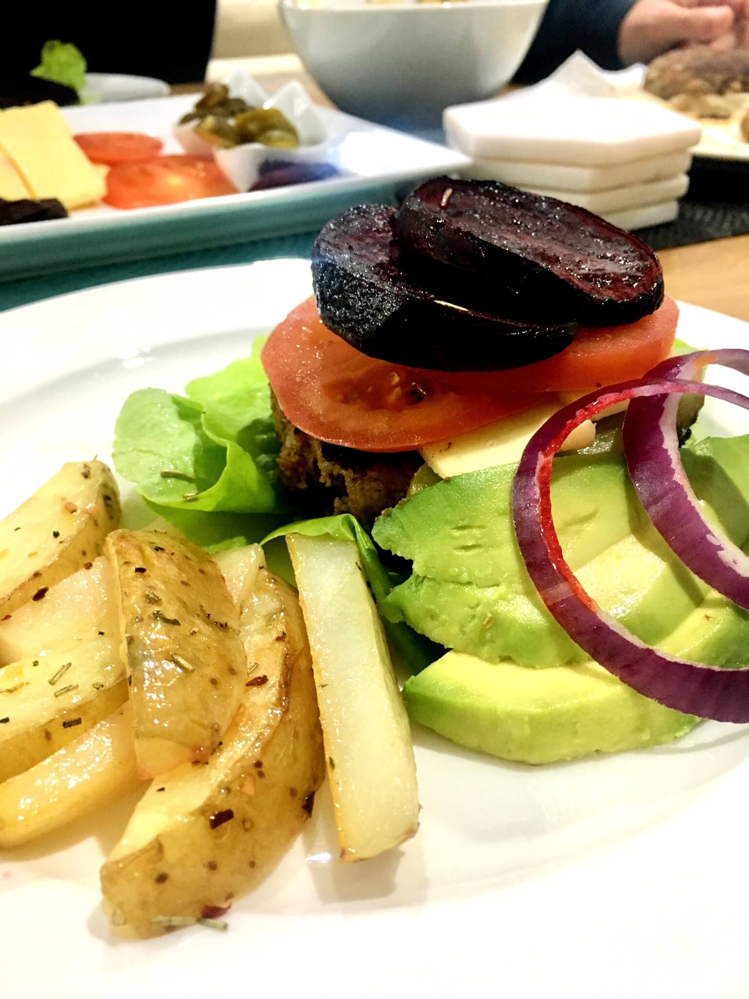 Open Burger with Healthy Fries