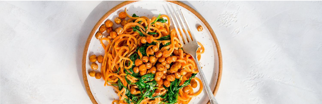 Sweet Potato Noodles with Crispy Chickpeas