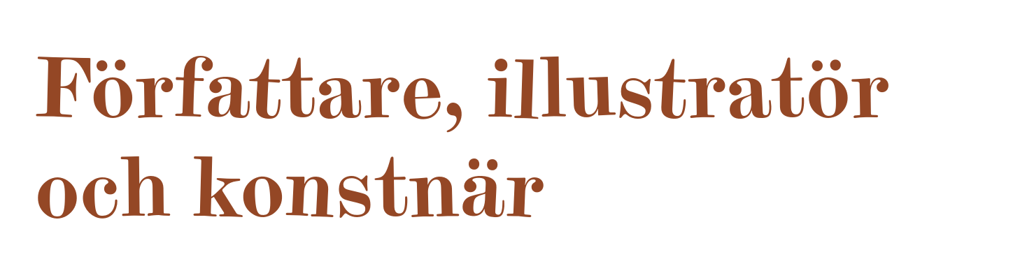 Teknisk illustration med text om författare, illustratörer och konstnärer.
