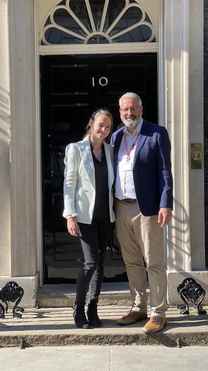 Researcher Lucy Seal with Aidan Meller