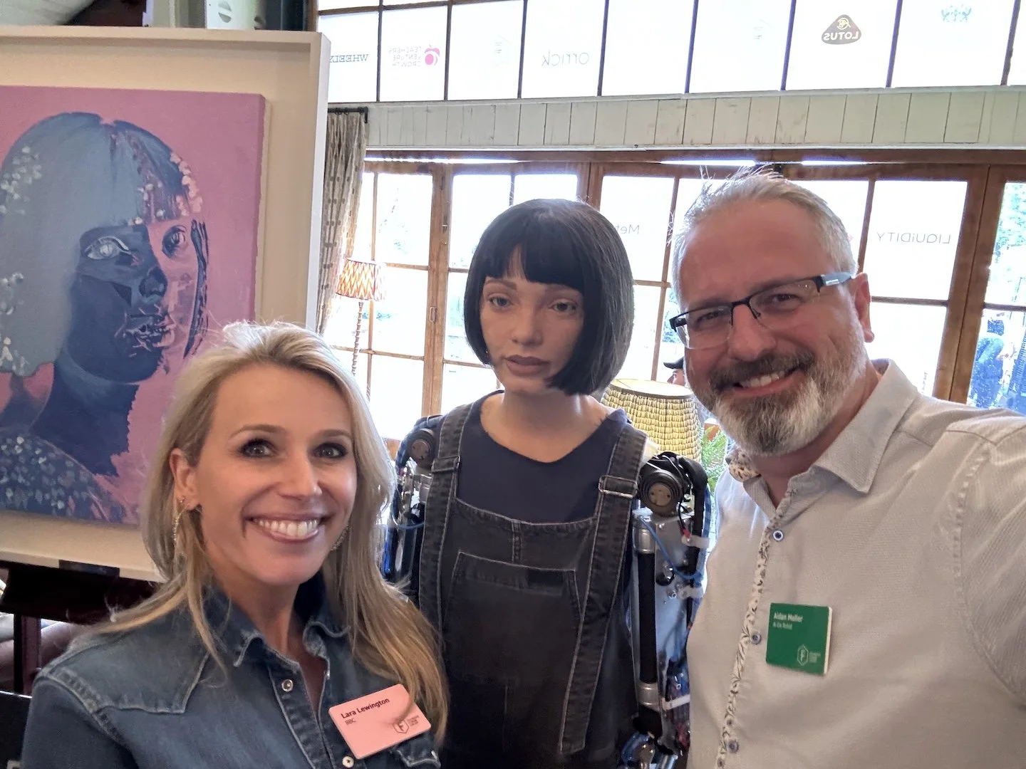 Ai-Da with BBC Click’s Lara Lewington