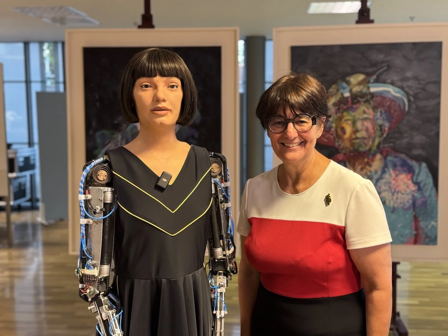 Ai-Da with ITU's Monika Gehner