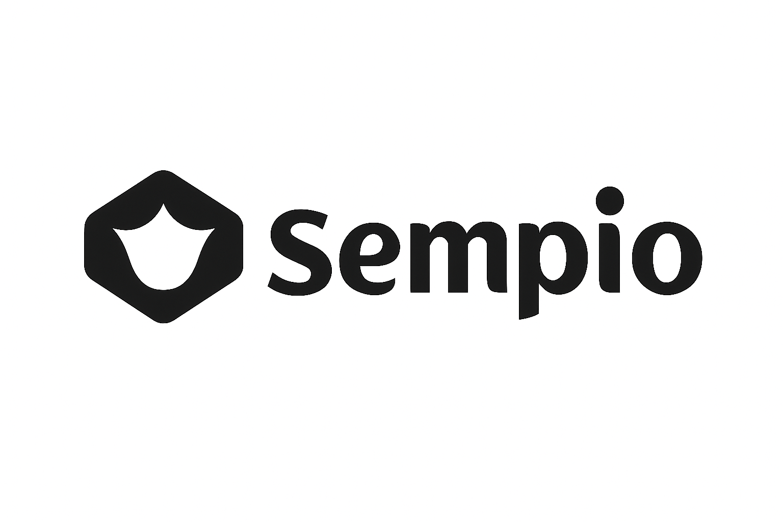 Black and white logo of Sempio featuring a stylized smiley face inside a rounded square and the word 'Sempio' in bold letters.