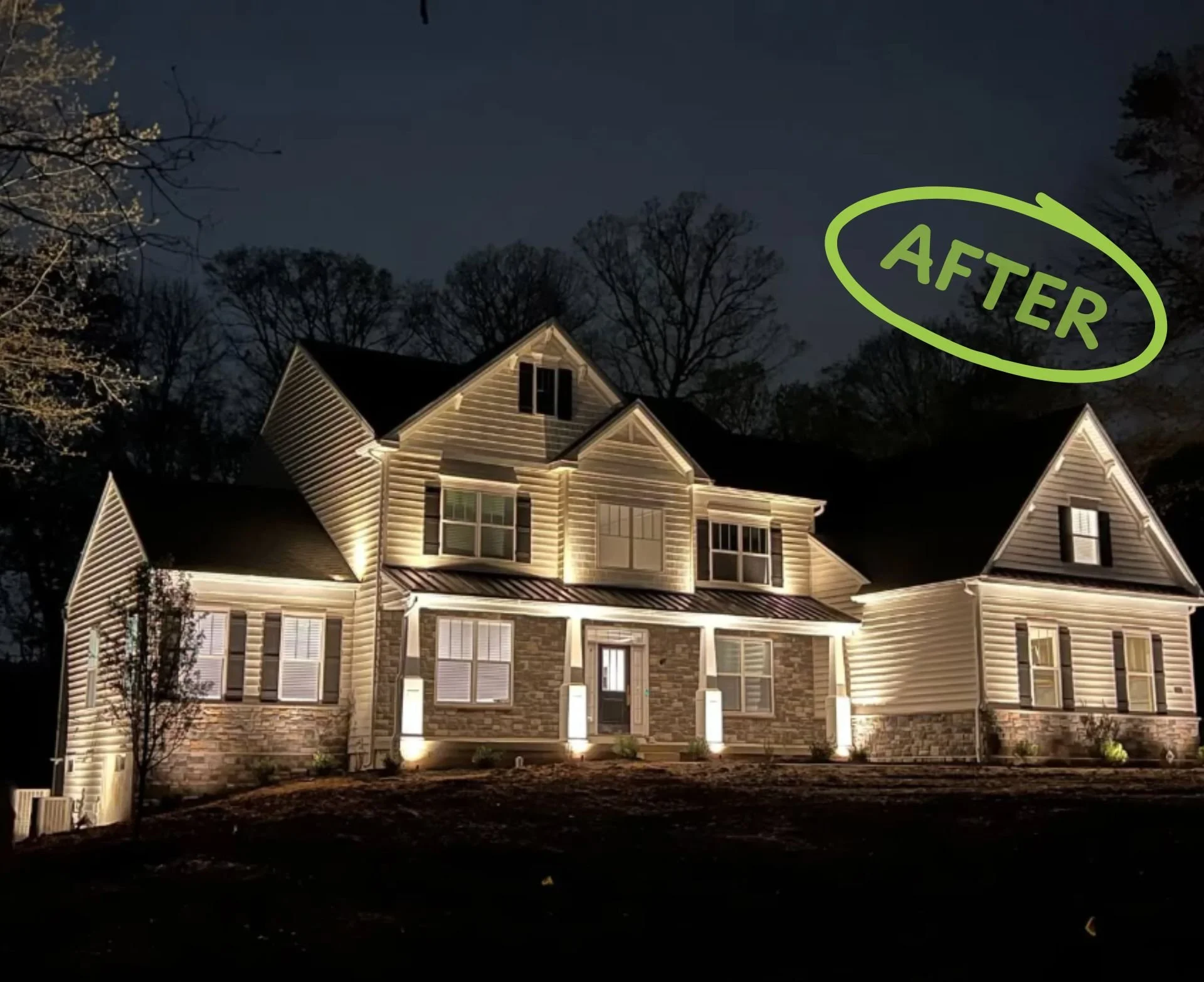 A front yard landscape lighting package with POL lights the best lights for landscapers