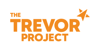 The Trevor Project logo in orange text with a paper airplane icon to the right