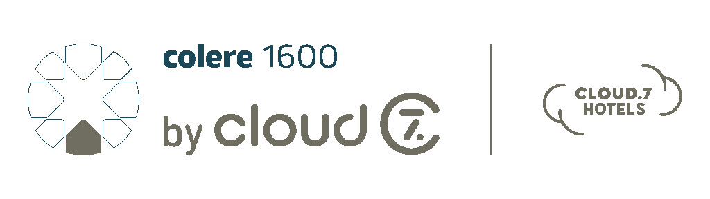Collage of digital and cloud-related logos, including 'colere 1600' with a circular design, 'by cloud' with a stylized 'C', and 'CLOUD.7 HOTELS' with cloud icons.