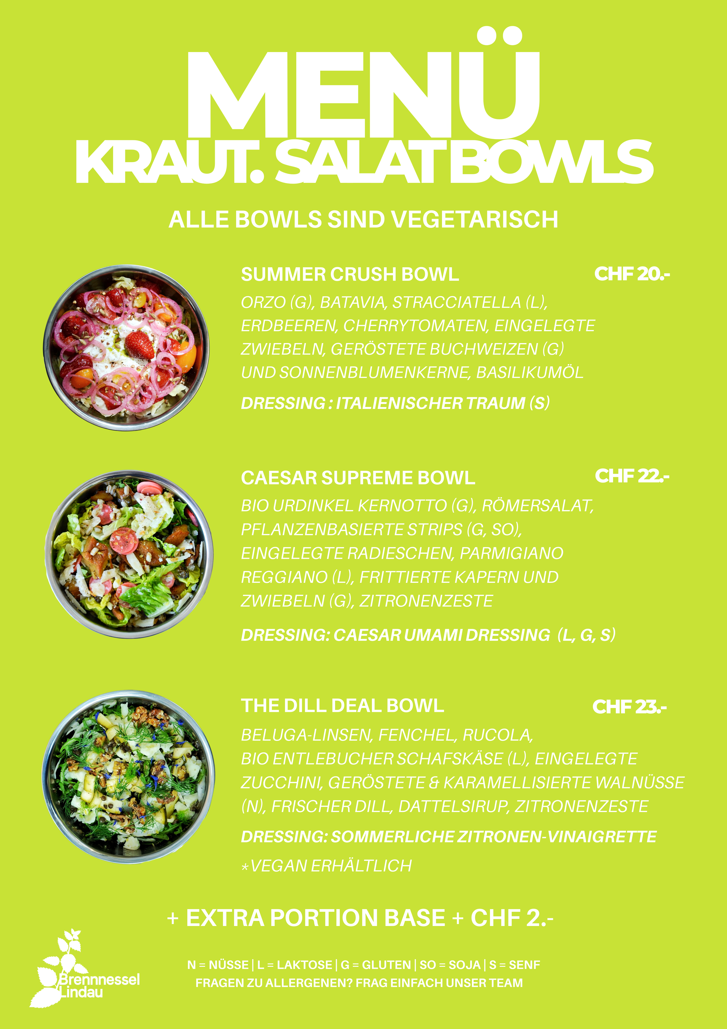 Menü der 3 Bowls in deutsch