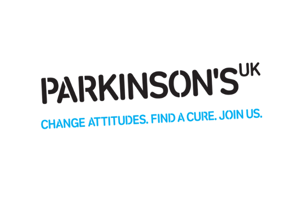 Logo for Parkinson's UK with the slogan 'Change attitudes. Find a cure. Join us.'