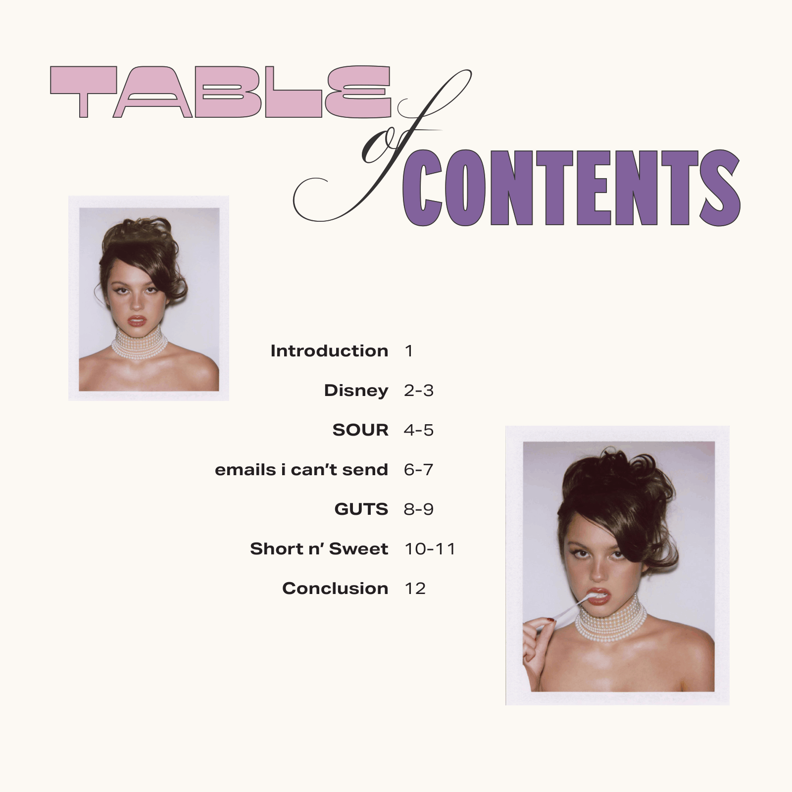 Inside cover - Table of Contents