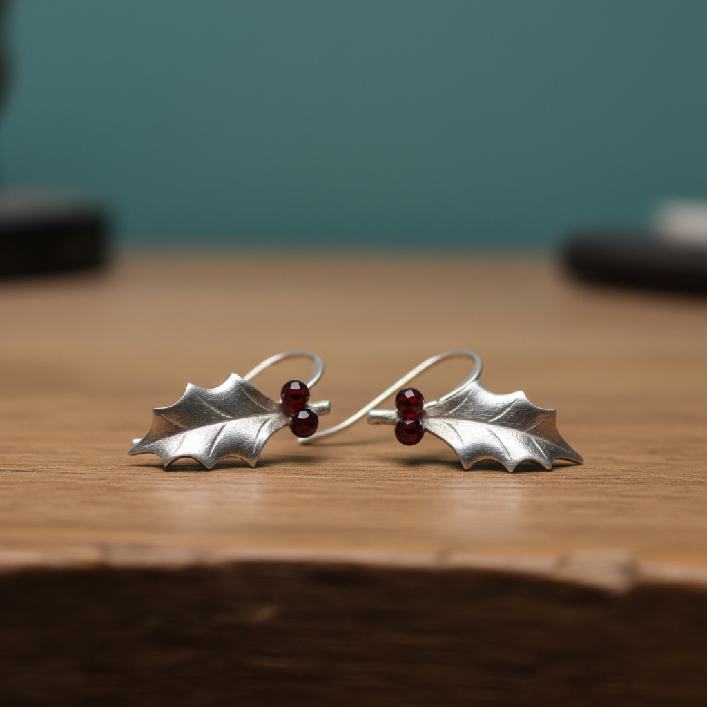 Holly leaf silver earrings.png