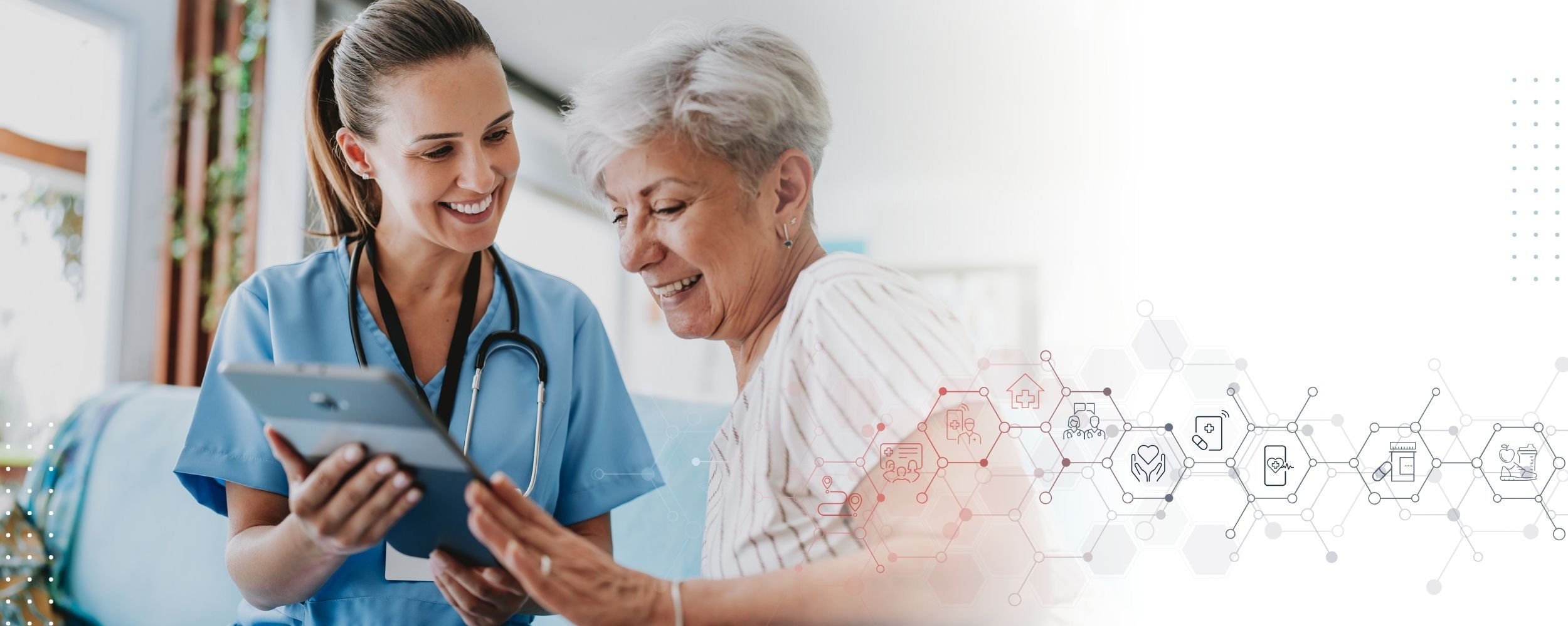 Clinician and patient reviewing care plan using CareMonitor's digital healthcare software