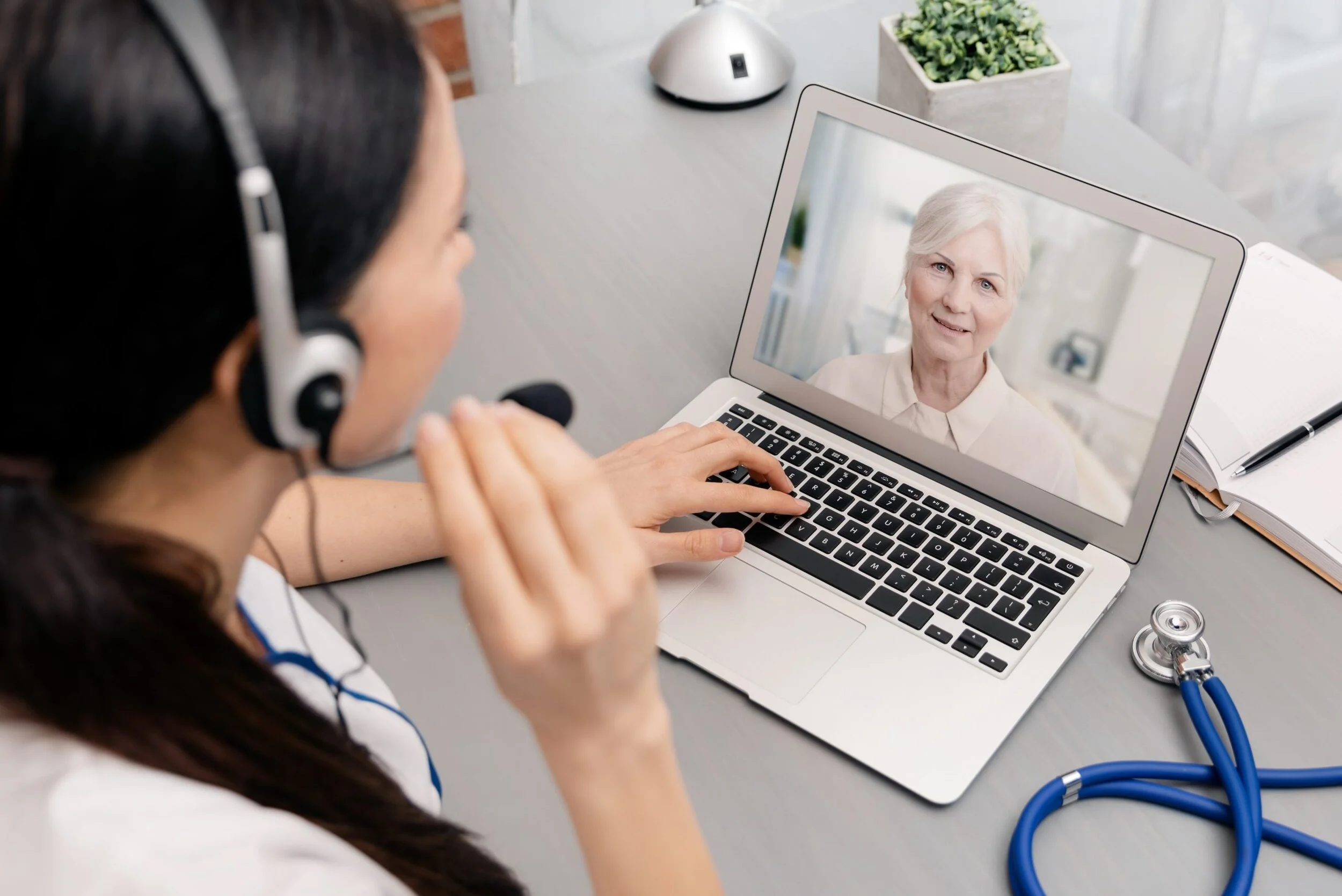 virtual care clinician doing telehealth consultation with patient
