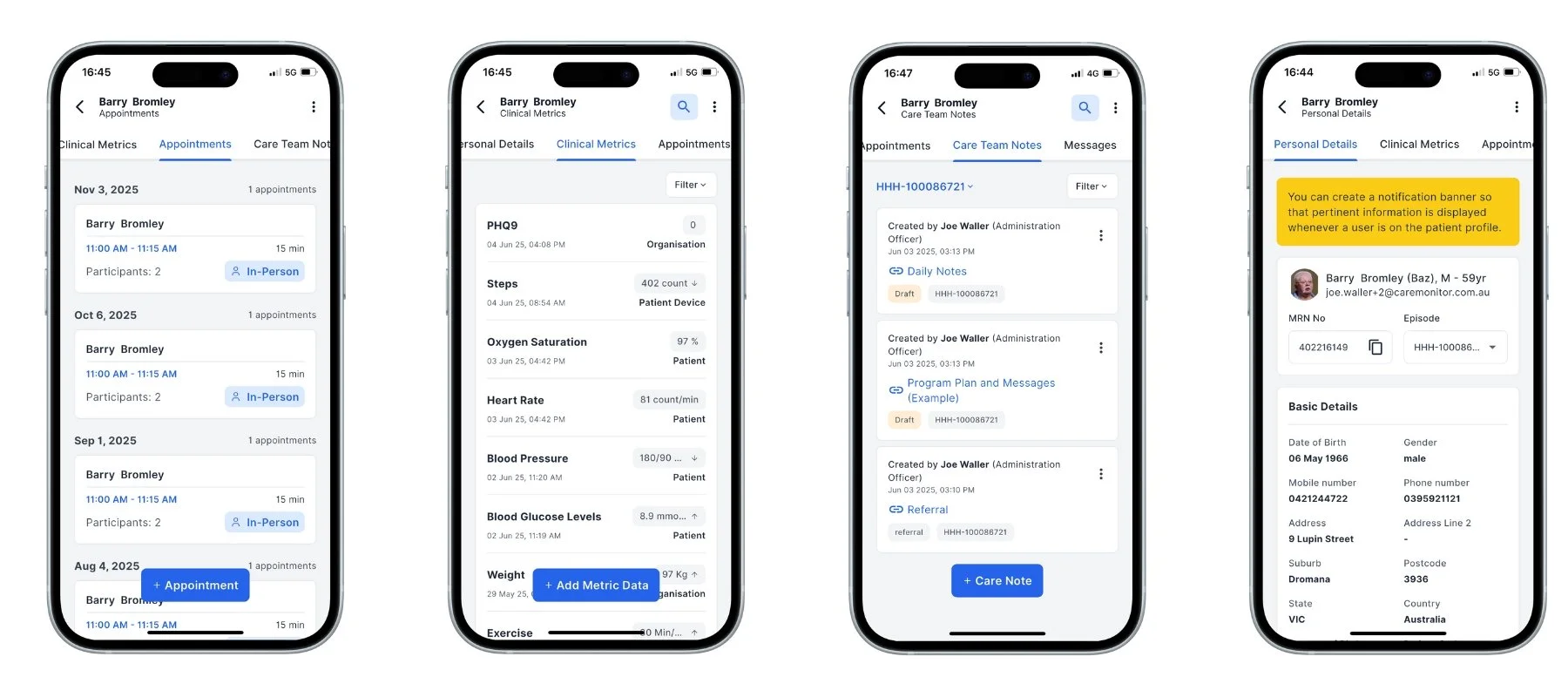 CareMonitor clinician app for