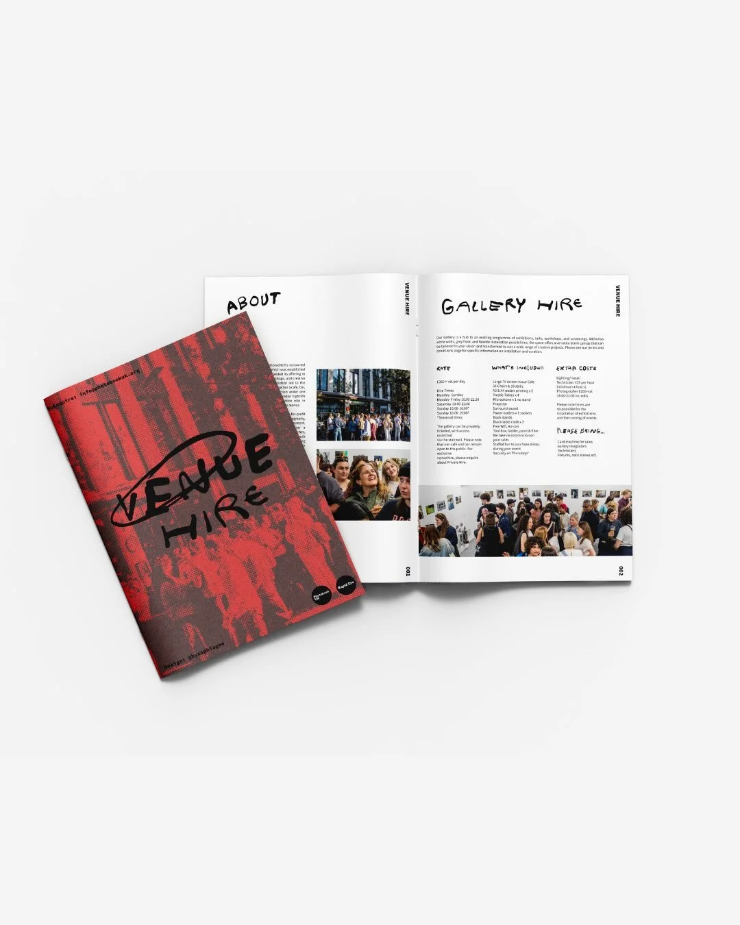 Venue Hire Brochure designed for @photobookcafe