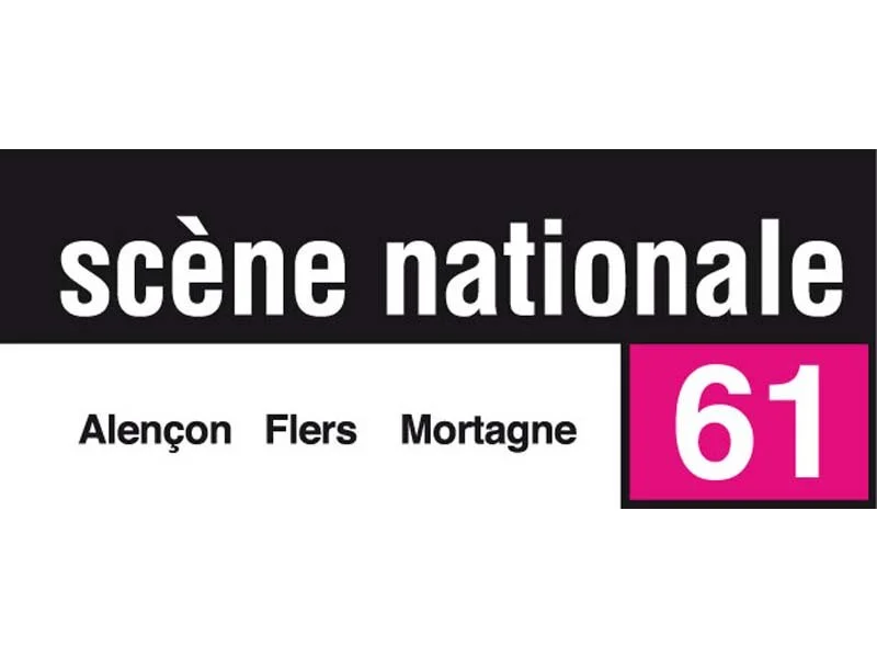Affiche promotionnelle pour la scène nationale de la région 61, comprenant les villes d'Alençon, Flers, et Mortagne.