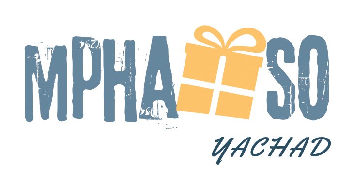 Graphic design with the word "IMPHASO" and a gift box replacing the letter "O"; the text below reads "YACHAD".