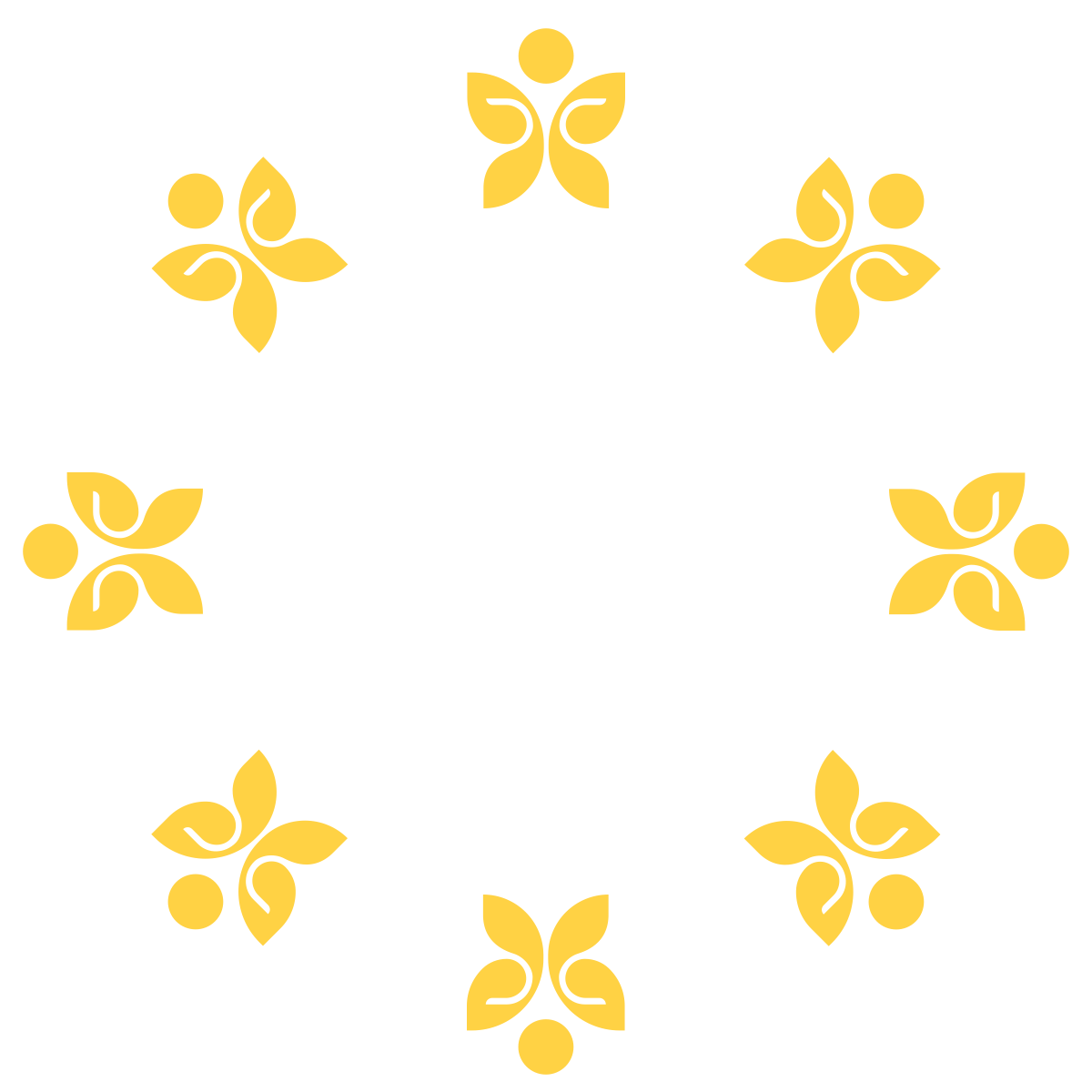 Pattern of yellow butterflies arranged in a circular formation on a black background.