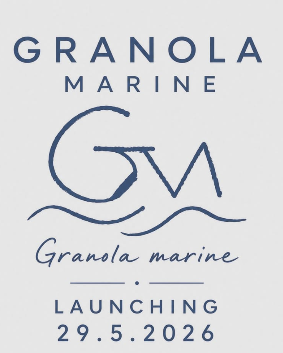 Announcement for Granola Marine launching on May 29, 2026 with a logo featuring a wave design.