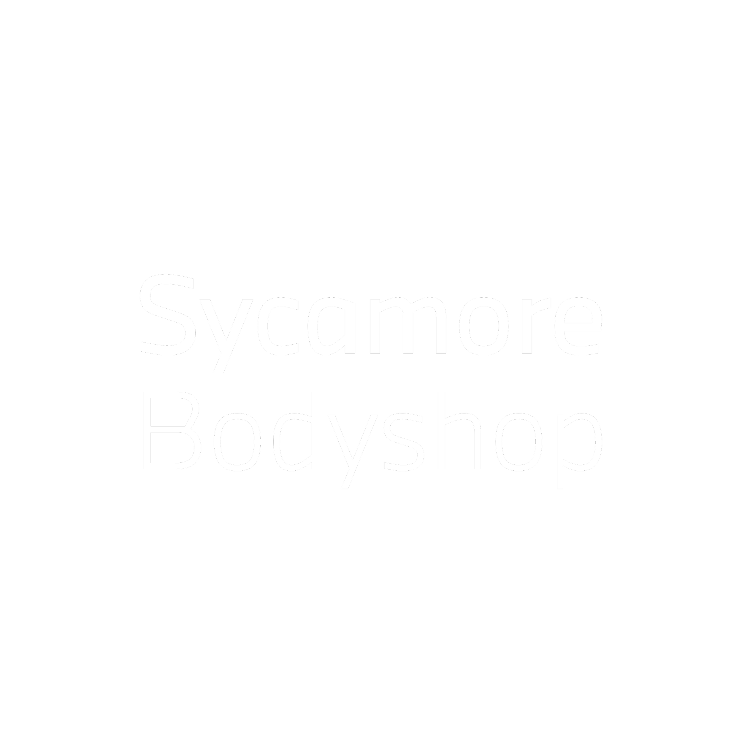 Black shirt with white text that reads 'Sycamore Bodyshop'.