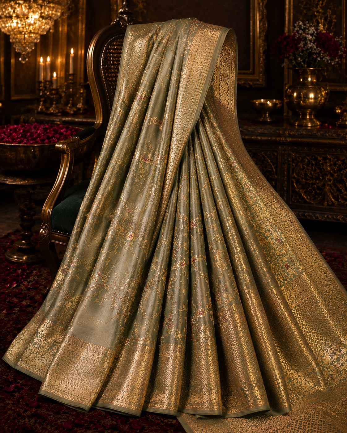Golden Sage Coture Saree