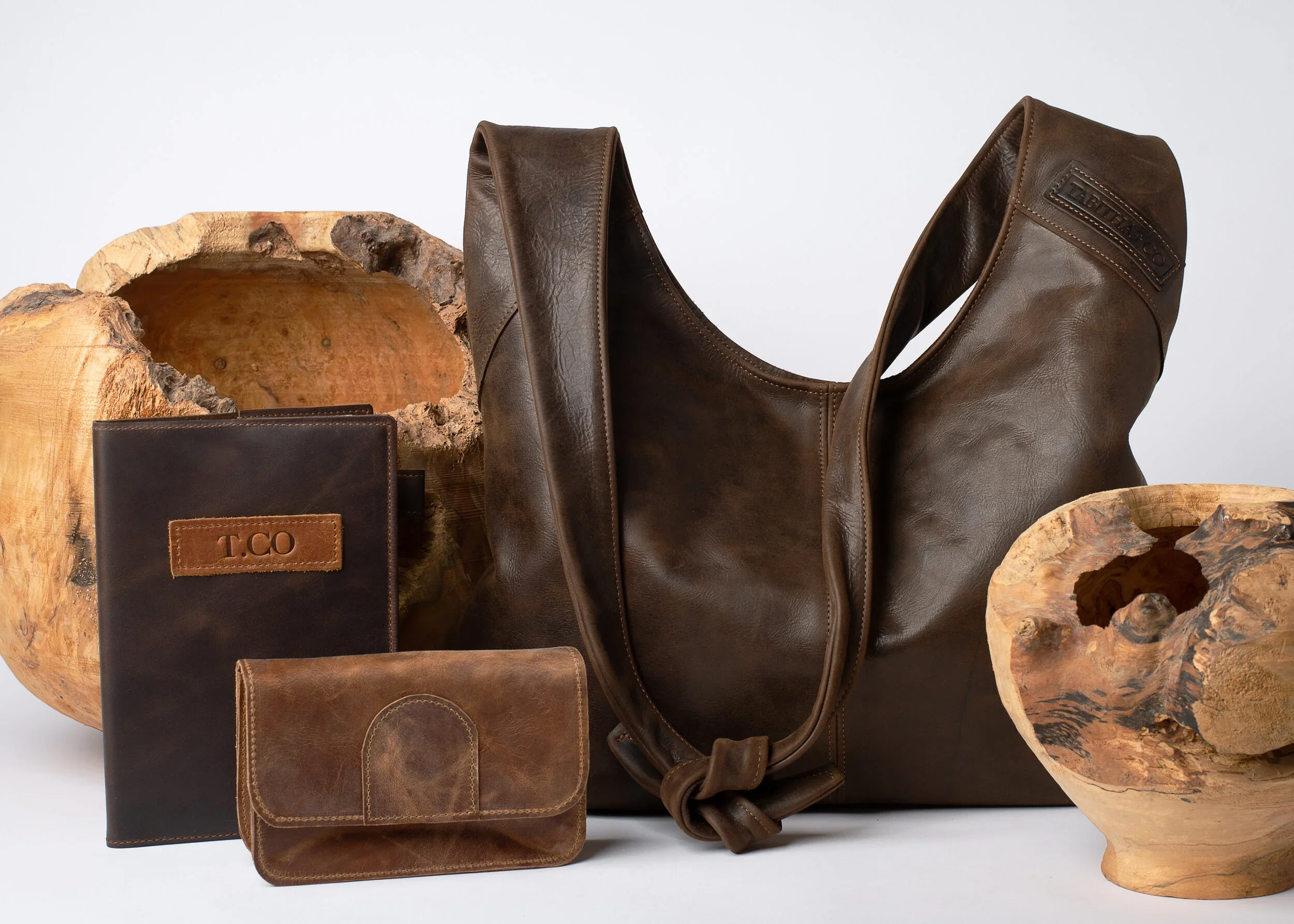 leather purse, wallet, journal