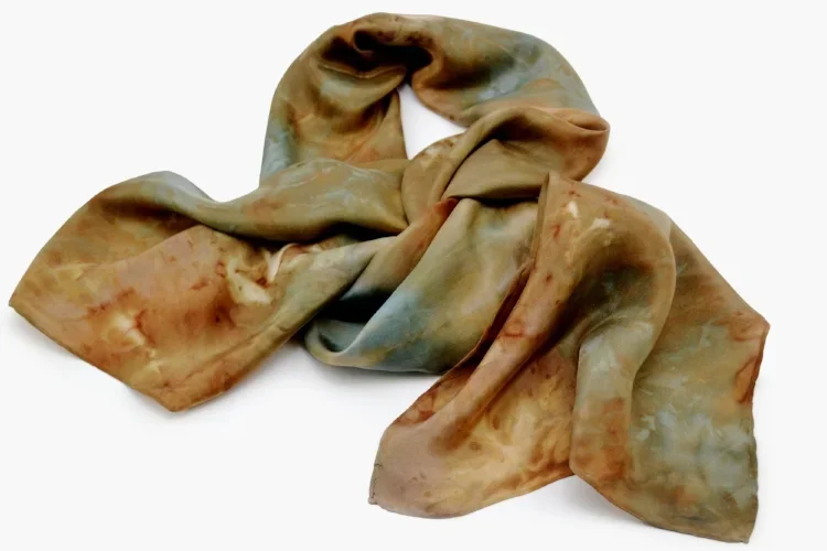 browns and blues silk scarf