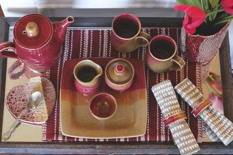 pottery tea set