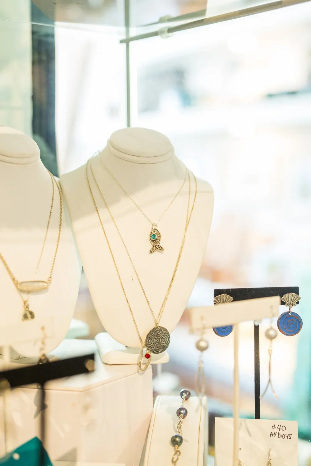 sterling silver pendants and enamel earrings