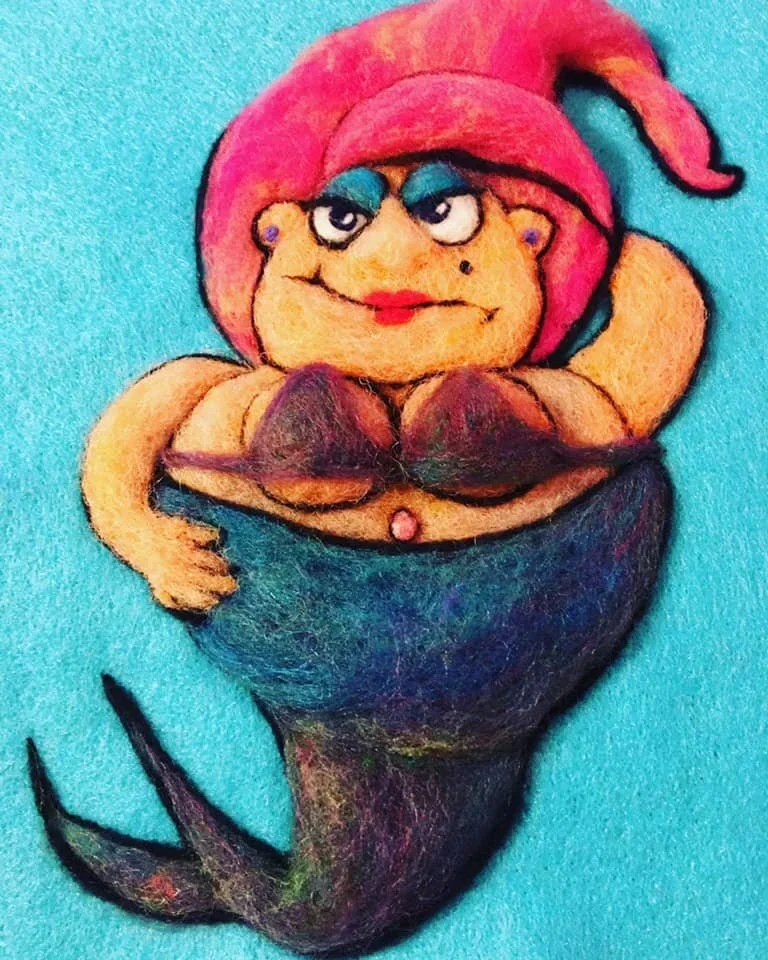 sexy mermaid felted picture