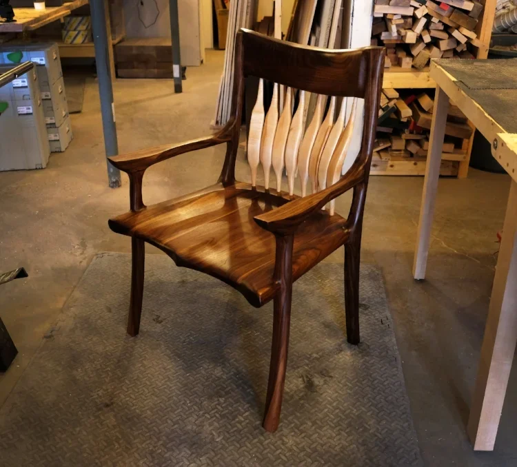 wooden chair with arms